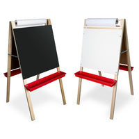Crestline Adjustable Paper Roll Easel - Black-Multi-functional easel that has a dry-erase board on one side and a chalkboard on the reverse