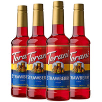 Torani Strawberry Syrup - 750 mL - 4 Pack-More than just coffee: Great for lattes, frappes, handcrafted sodas, teas, lemonades, mocktails, desserts and other frozen blended drinks