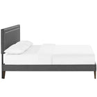 Modway Jessamine Fabric Full Platform Bed with Squared Tapered Legs - Grey-Center Rail with Support Two Legs