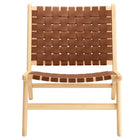 Modway Saoirse Leather Wood Accent Lounge Chair - Natural Brown-7