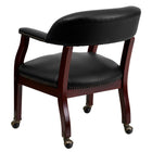 Flash Furniture Vinyl Luxurious Conference Chair with Accent Nail Trim & Casters - Black-Open Back Design