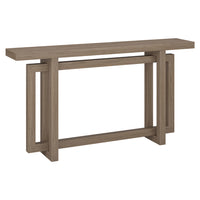 Hudson&Canal Breslow 55"W Console Table - Antiqued Grey Oak-A modern transitional design for your entryway, living room, den, and more