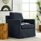 Modway Serene Fabric Slipcovered Swivel Armchair - Slate Blue-Washable Slipcover and Cushion Covers