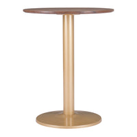 Zuo Alto Bistro Table - Brown/Gold-Faux Wood MDF round shape tabletop