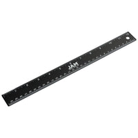 JAM Paper Strong Aluminum Ruler - 12" - Black Metallic-Colour: Black Stainless Steel
