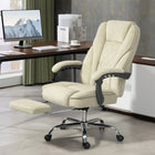 Vinsetto Massage Reclining Office Chair with Adjustable Height and Footrest - Beige-Use massage with a wired remote control, and with the side pocket to store