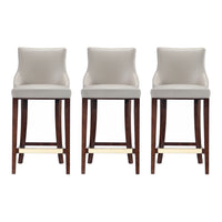 Manhattan Comfort Shubert 22.64" Modern Leatherette Upholstered Barstool - Light Grey - 3 Pack-Modern Barstool with Backseat Perfect for Bar and Kitchen Use. Set of 3