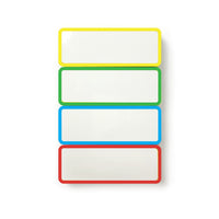 Cosco Dry Erase Magnetic Signs - 3.2" x 1.2" - White/Assorted Border - 24 Pack-These dry erase magnetic signs provide a reusable surface for writing and updating labels, notes, or messages