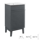 Modway Render 18" Bathroom Vanity Cabinet - Grey/White-Adjustable Storage Shelf