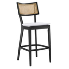 Modway Caledonia Wood Bar Stools - Black White - Set of 2-Foot Pins for Floor Protection