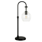 Hudson&Canal Verona 27" Tall Arc Table Lamp with Glass Shade - Blackened Bronze/Seeded-Mid-century modern design for your living room, workspace, or bed side table