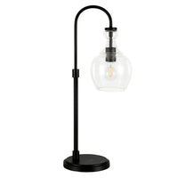 Hudson&Canal Verona 27" Tall Arc Table Lamp with Glass Shade - Blackened Bronze/Seeded-Mid-century modern design for your living room, workspace, or bed side table