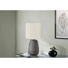 Monarch Specialties 19" H Contemporary Table Lamp - Grey Ceramic / Ivory / Cream Shade-Featuring a convenient inline rocker switch making it easy to turn the lamp on and off when setting on top of a desk, bedside table, console or end table
