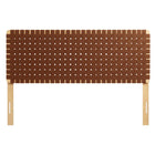 Modway Sparta Weave Vegan Leather Queen Headboard - Natural Brown-5 Height-Adjustable Mounting Positions