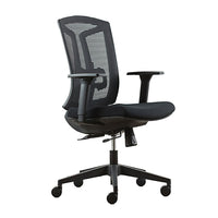 Heartwood ECO-MB Jupiter Series Echo Mesh Mid-Back and Fabric Chair, Black-Black mesh back with matching black fabric seat cushion