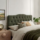 Modway Annabel Premium Linen Blend King Headboard - Sage-Wood Blend Frame