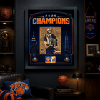 Frameworth New York Knicks 2026 Champions: Jalen Brunson Trophies PhotoGlass Framed Photo - 18" W x 22" H - Orange-7