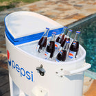 Permasteel- 80 Quart Oval Pepsi Patio Cooler - White-Double-Sided Handles for Portability