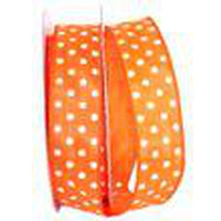 JAM Paper Single Face Satin Ribbon - 1 1/2" W x 50 yd. - Orange Polka Dot-Colour: Orange Polka Dot