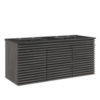Modway Render 48" Wall-Mount Bathroom Vanity - Charcoal/Black-Mid-Century Modern Vanity
