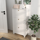 HOMCOM Modern Shoe Cabinet with 3 Flip Drawers for 12 Pairs - White-Three flip drawers store up to 12 pairs of shoes