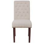 Flash Furniture HERCULES Series Beige Fabric Parsons Chair with Rolled Back, Accent Nail Trim & Walnut Finish-High Density Foam Padding