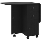 HOMCOM Rolling Drop Leaf Folding Dining Table with Drawers & Storage Cabinet for 4-6 - Black-Its modern style is great for putting in the bedroom, living room, or dining room
