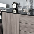 HOMCOM 31.1" L High Gloss Buffet Sideboard with 2 Drawers - Gray and Black-Color: High Gloss Black (Frame), Grey Wood Grain (Panel) 