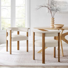 Modway Imogen Performance Velvet Barrel Dining Chairs - Alabaster/Deep Brown - 2 Pack-Foam Padding on Seats and Backrest