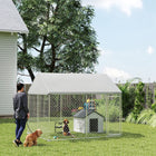 PawHut Outdoor Dog Kennel with Waterproof Roof - 9.2' x 7.5' x 7.2'-Galvanized steel and secure latch enhance outdoor safety
