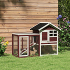 PawHut 49" Wooden Rabbit Hutch with Slant Roof and Run - Brown-Crafted from solid fir wood and steel wires for superior strength and durability 