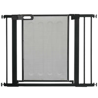 PawHut 29.5"-40.6" Metal Pet Gate with Auto Closing Door & Double Locking-Bottom lock block for added stability