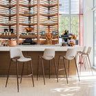 Zuo Desi Barstool - Beige/Walnut - Set of 2-Dimensions: 21.7" L x 20.7" W x 39.0" H