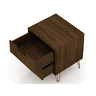 Manhattan Comfort Rockefeller 20.08" Mid-Century Modern 2-Drawer Nightstand - Brown-Fashionable Wire Splayed Legs Made of Metal for Extra Durability