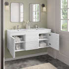 Modway Render 48" Wall-Mount Bathroom Vanity - White-Full-Extension Drawers