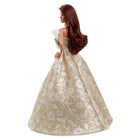 Mattel ​Barbie Signature 2025 Holiday Barbie Doll - Dark Brown Hair with Silver & Gold Gown-The gown stands out with a full voluminous skirt featuring a strapless, ruffle trim collar, while her gold statement earrings add more holiday elegance!
