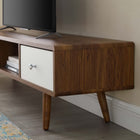 Modway Transmit 70" Media Console Wood TV Stand - Walnut White-Two Media Storage Cubbies