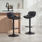 HOMCOM Adjustable Height Swivel Bar Stools - Black - 2 Pack-Enjoy comfort with an ergonomic backrest and a relaxing footrest design
