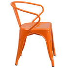 Flash Furniture Orange Metal Indoor-Outdoor Chair with Arms-Drain Holes in Seat
