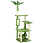 PawHut 56" Large Cat Tree Tower with Hammock - Green-Sisal rope posts satisfy your cats' desire to claw and protect your furniture from scratching 