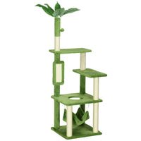 PawHut 56" Large Cat Tree Tower with Hammock - Green-Sisal rope posts satisfy your cats' desire to claw and protect your furniture from scratching 
