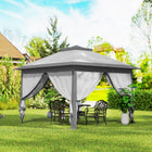 Outsunny 11 ft W x 11 ft L Pop-Up Gazebo with Double Roof Carrying Bag - Light Grey-The roof boasts drainage holes to prevent water accumulation