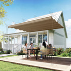 Outsunny 8.2' L x 8.4' W Retractable Pergola Canopy Replacement for 10' L x 10' W Frame (Cover Top) - Tan-The breathable fabric provides good air circulation