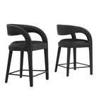 Modway Pinnacle Vegan Leather Counter Stool - Black Black - Set of 2-Modern Counter Stool Set