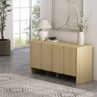 Manhattan Comfort Linda 60" Modern 4-Door Sideboard - Natural Oak-4 Minimalist Push-to-Open Soft Close Doors with Rounded Edge Detailing
