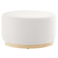 Modway Tilden Large 29" Round Performance Velvet Upholstered Ottoman - Alabaster/Natural-Performance Velvet Upholstery