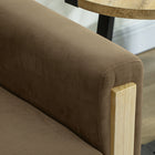 HOMCOM 53" Loveseat Sofa with Solid Wood Legs - Brown-Anti-slip foot pads protect floors and keep furniture steady
