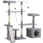 PawHut 53" Cat Tree Tower with Scratching Posts, Condo and Beds - Light Grey-Activity play center keeps cats entertained and active 