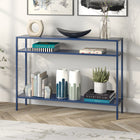 Hudson&Canal Ricardo 42"W Console Table with Metal Shelves - Mykonos Blue-Features easy assembly