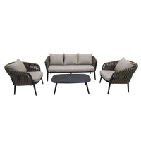 Backyard Lifestyles Nautique 4-Piece Conversation Patio Set - Charcoal-4 pc set includes: 1X Coffee Table, 2X Chair, 1X 3 seater Sofa.